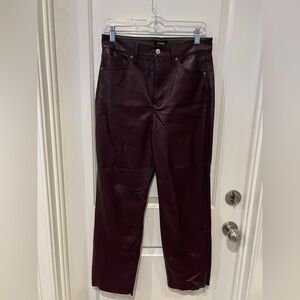 Express Rich Plum Super High Rise Modern Straight Leather Pants